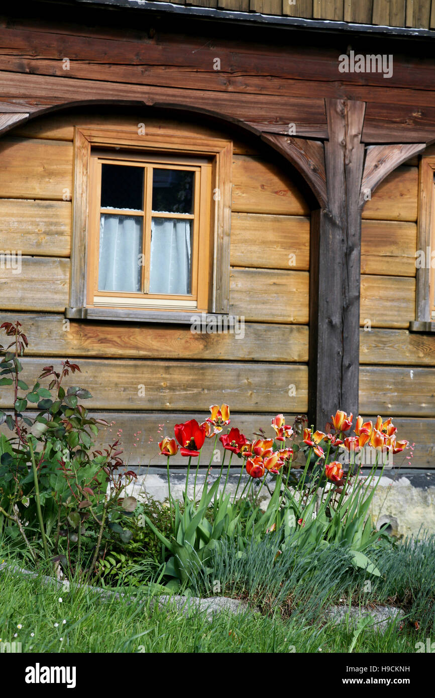Lusatian superiore casa in legno e muratura Foto Stock