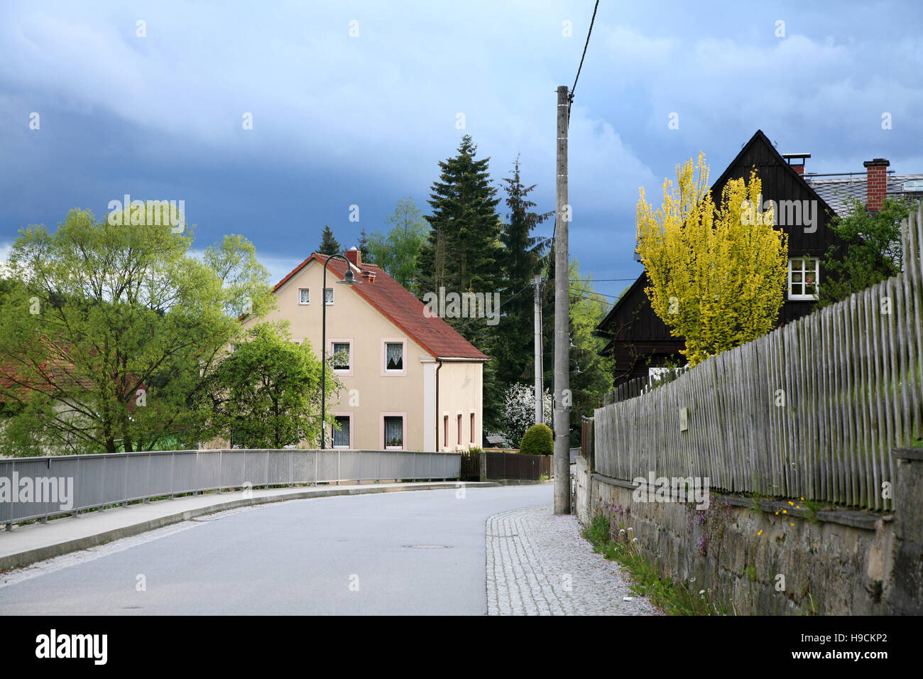 Lusatian superiore casa in legno e muratura Foto Stock