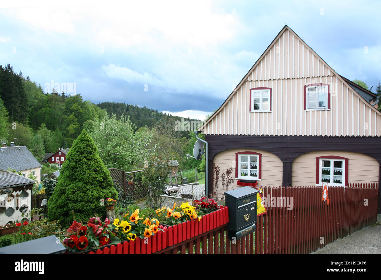 Lusatian superiore casa in legno e muratura Foto Stock