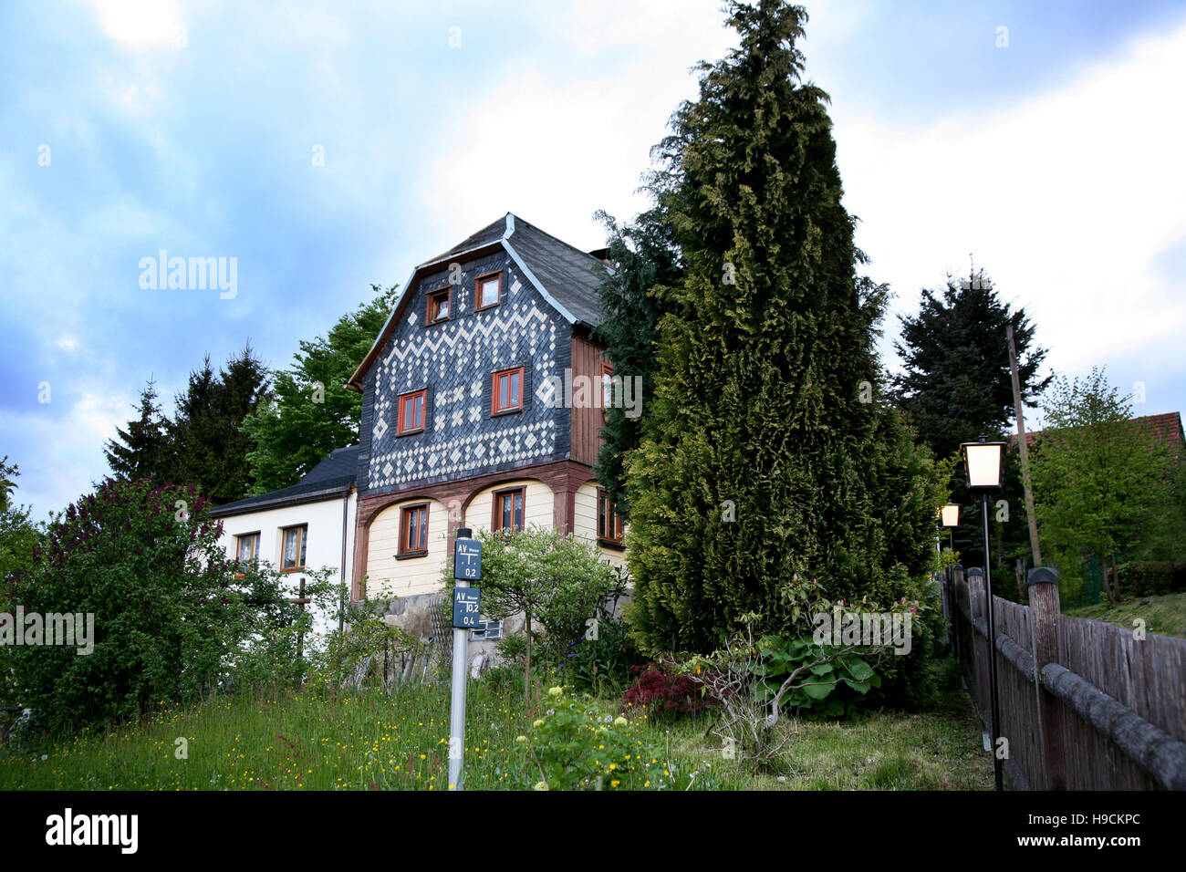 Lusatian superiore casa in legno e muratura Foto Stock