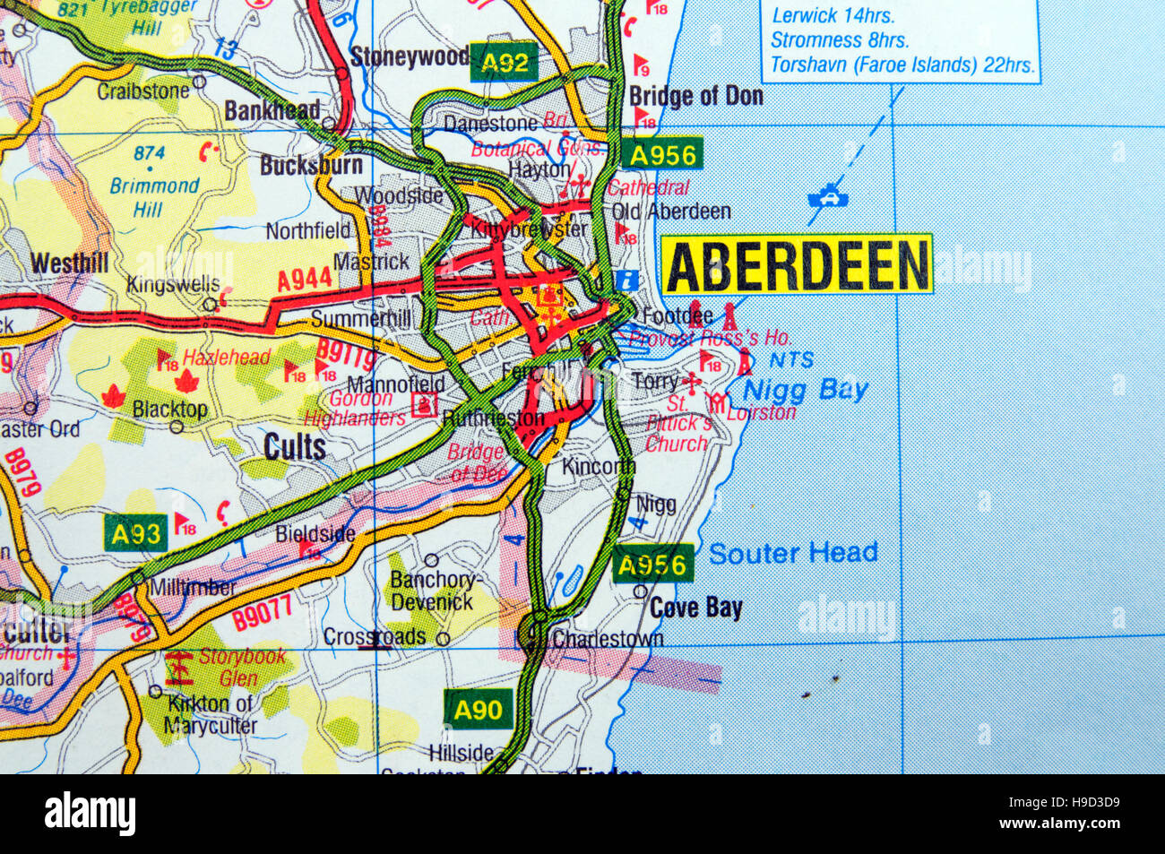 La mappa stradale di Aberdeen, Scozia Foto Stock