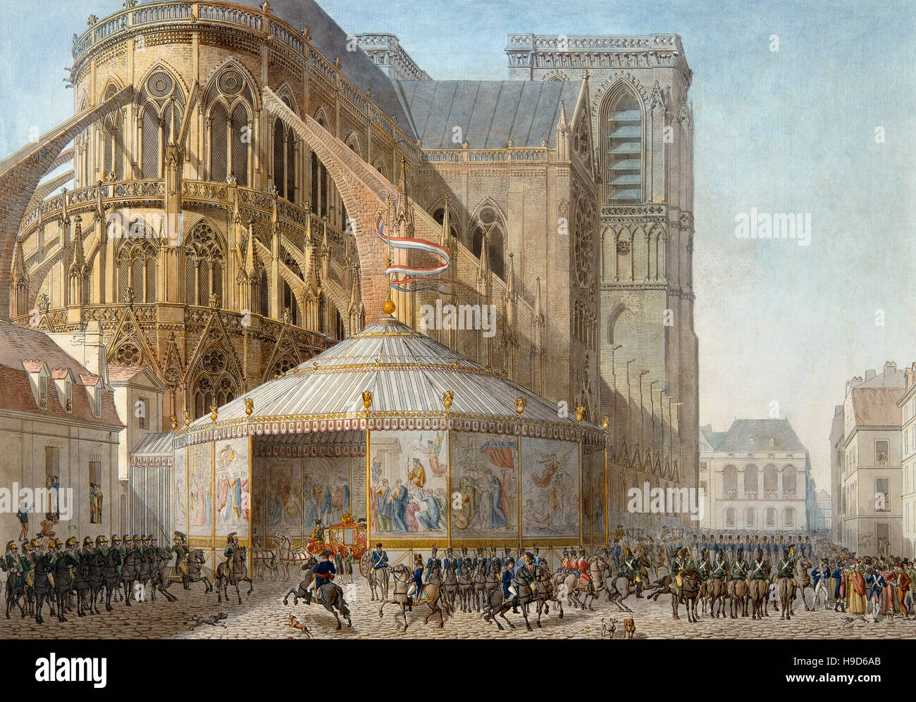 Libro dell incoronazione da Percier e fontana. Arrivo dell'Imperatore Napoleone 1 a Notre Dame 1807 Foto Stock