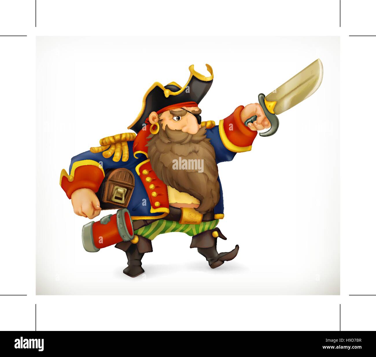 Pirate, divertente personaggio, icona vettore mesh Illustrazione Vettoriale