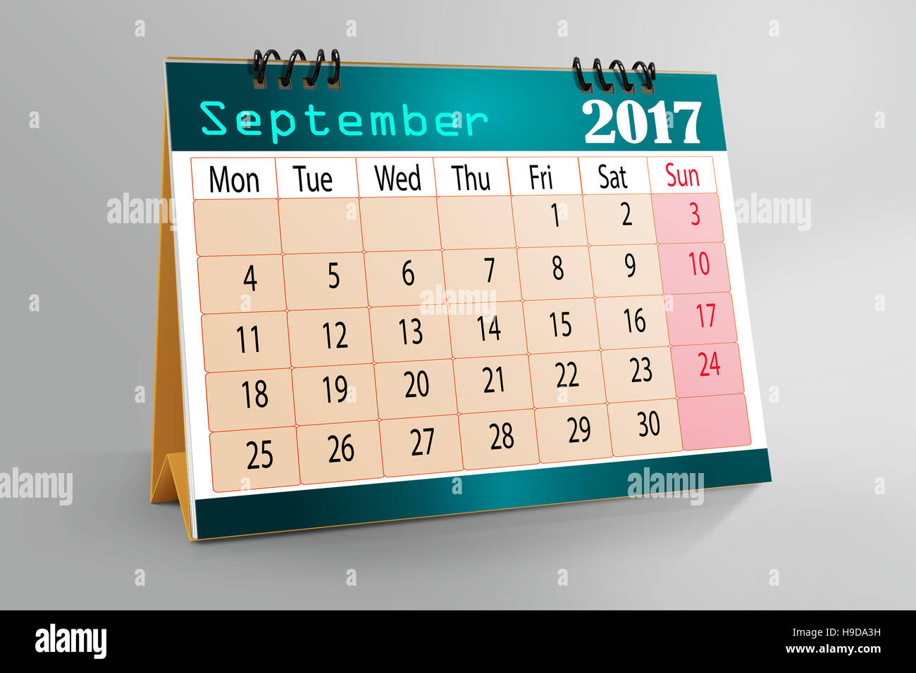 Calendario desktop design-settembre 2017 Foto Stock