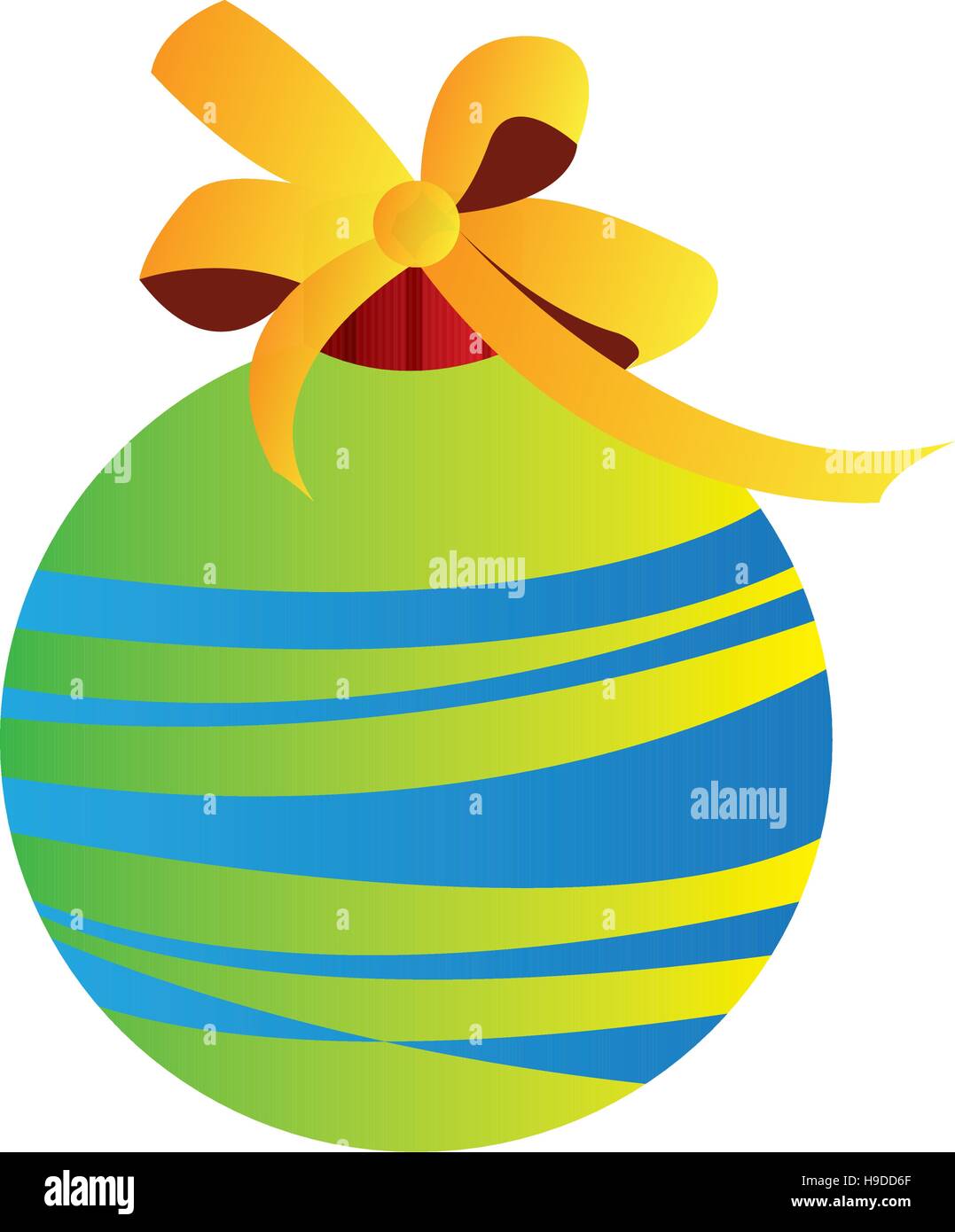 Isolato palla di Natale con un nastro, illustrazione vettoriale Illustrazione Vettoriale