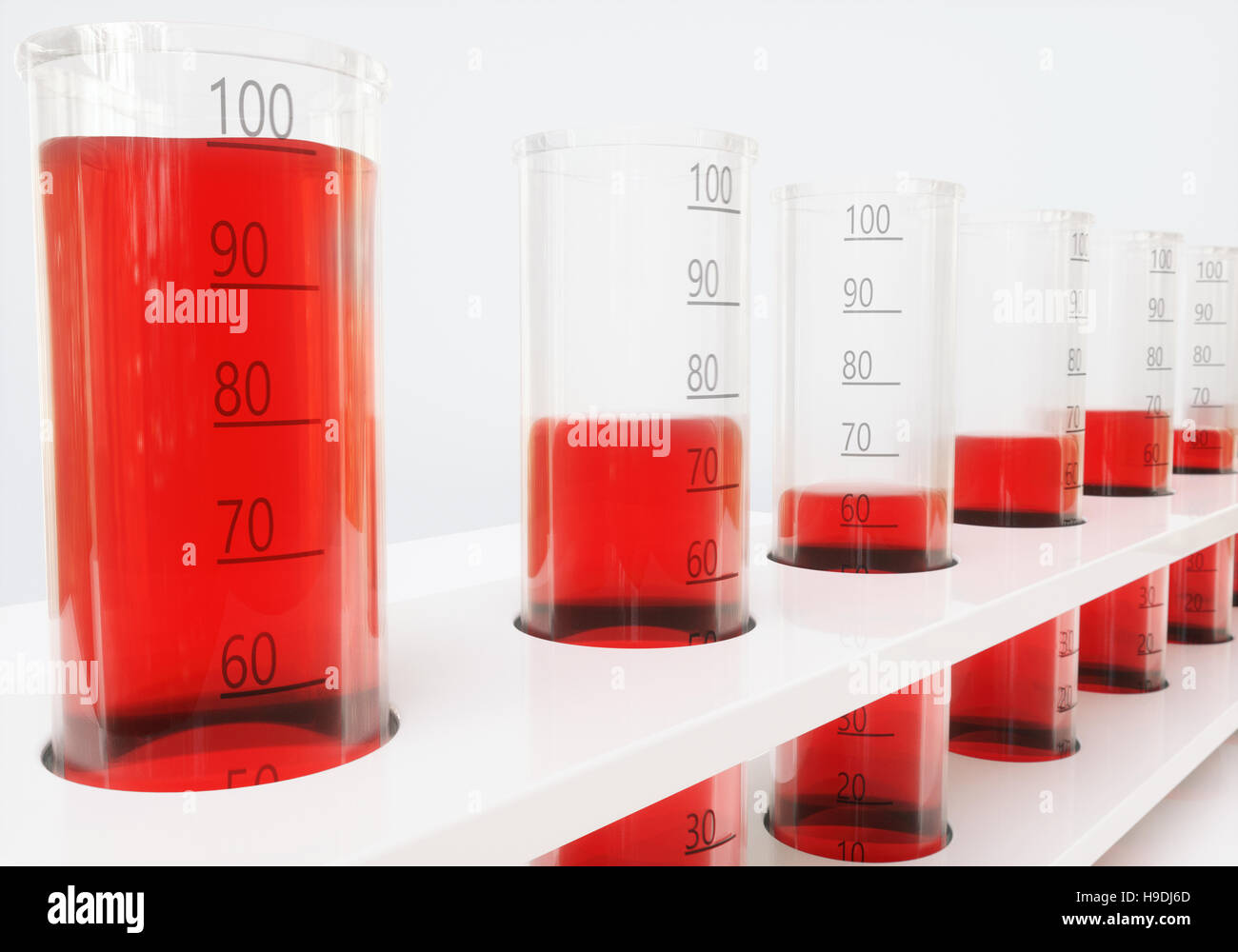 Campione di sangue nel tubo di prova - il rendering 3D Foto Stock