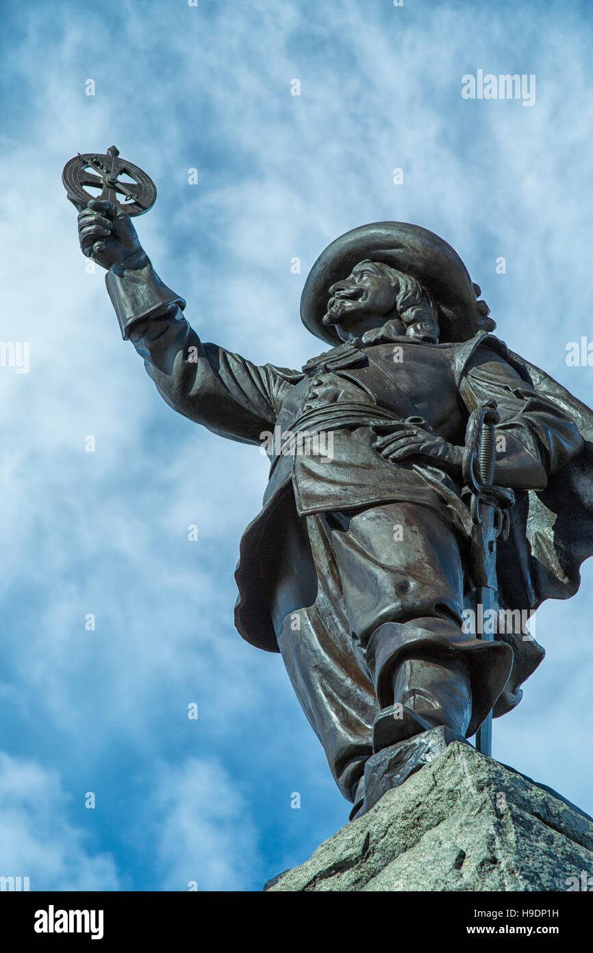 Statua di esploratore francese Samuel de Champlain Nepean punto Ottawa Ontario Canada Foto Stock