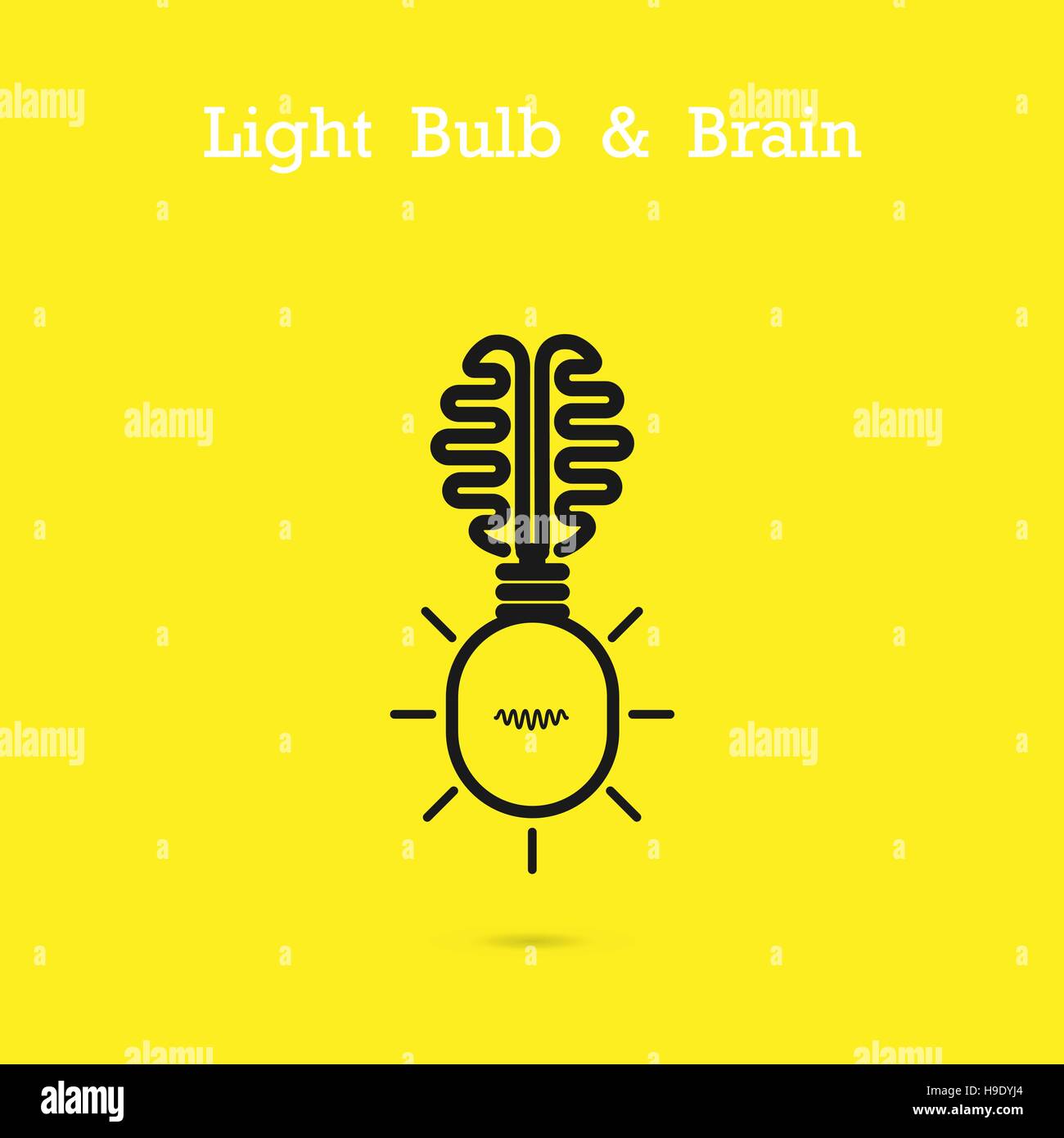 Cervello creativo logo e icona lampadina idea concetto sfondo.Business idea e il concetto di istruzione.illustrazione vettoriale Illustrazione Vettoriale