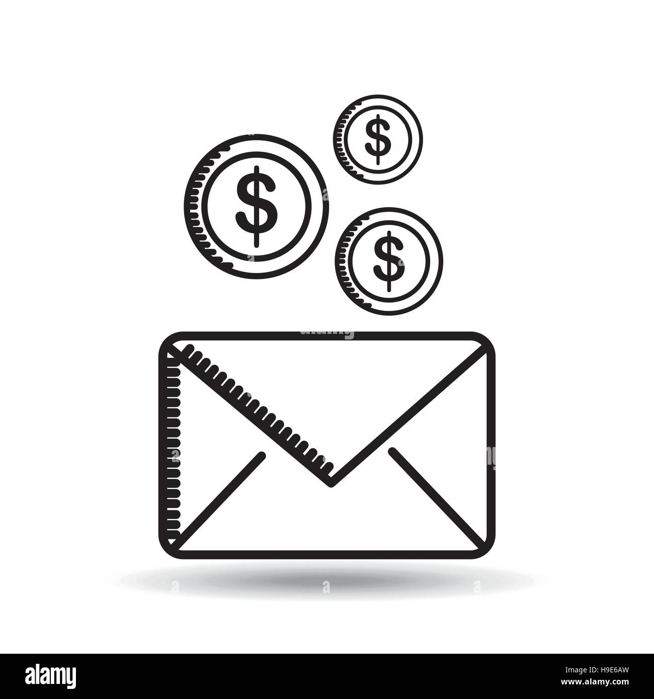 E-mail invio di denaro icona di destinazione illustrazione vettoriale EPS 10 Illustrazione Vettoriale