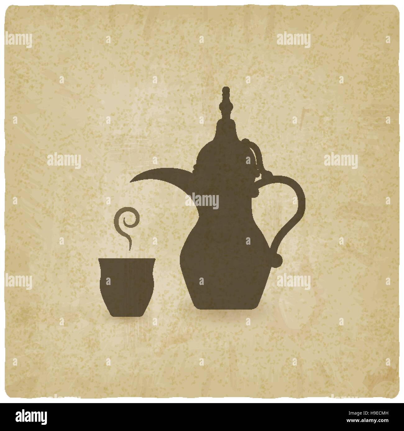 Caffè arabo pot vecchio sfondo. illustrazione vettoriale - eps 10 Illustrazione Vettoriale