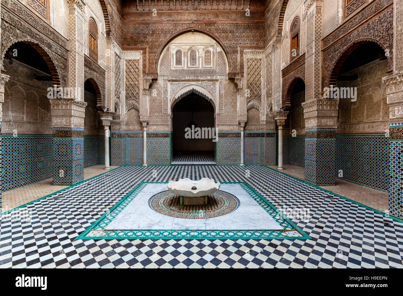 Medersa el-Attarine, Fez el Bali, Fez, in Marocco Foto Stock