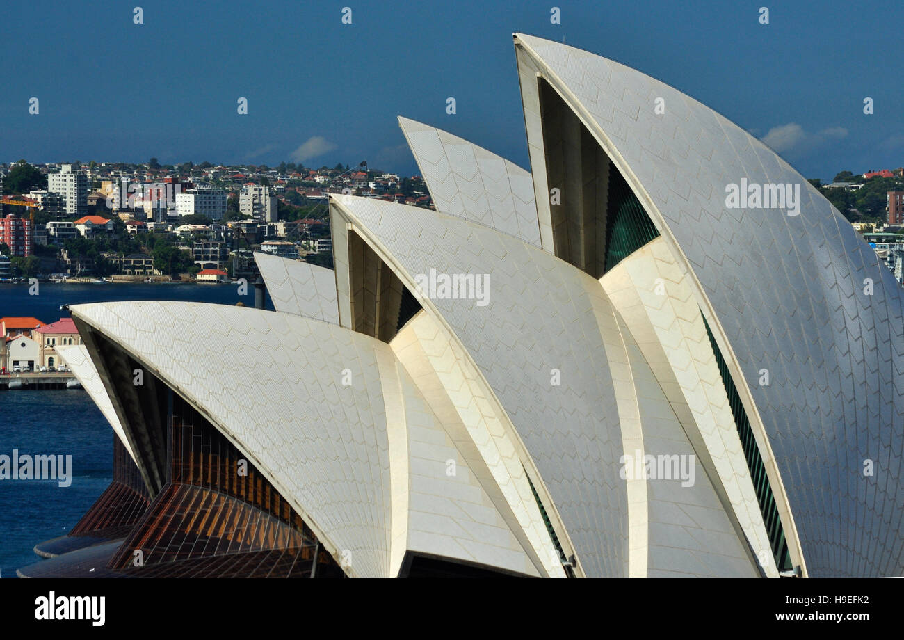 Aspetto particolare della Sydney Opera House di Sydney, Australia Foto Stock