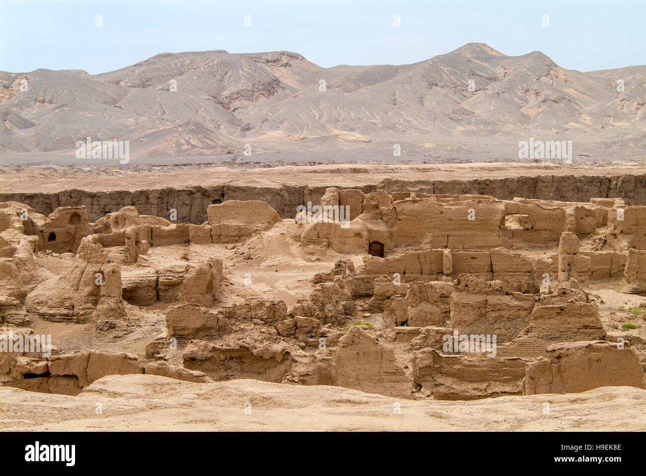 Le rovine di Jiaohe, un sito archeologico nella valle Yarnaz risalente al 1800 BC, vicino a Turpan nello Xinjiang Uyghur Regione autonoma. Foto Stock