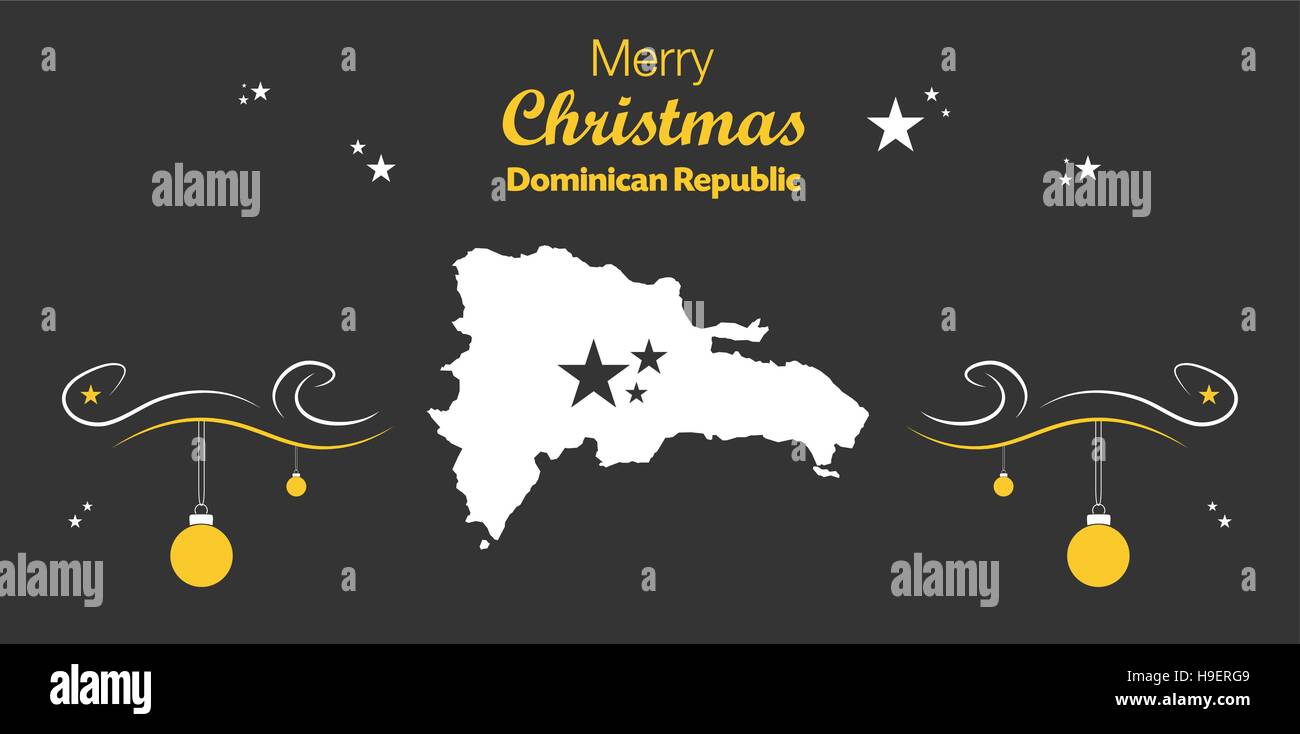 Buon Natale illustrazione con tema Mappa di Repubblica Dominicana Illustrazione Vettoriale