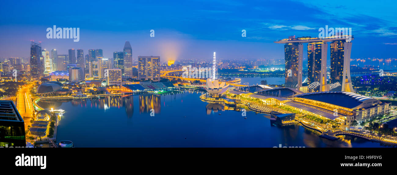 Vista panoramica della città di Singapore, Singapore. Foto Stock