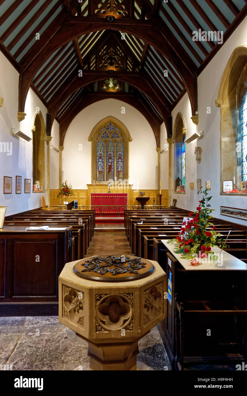 Una vista interna della st Lawrence Cappella in Warminster, Wiltshire, Regno Unito. Foto Stock