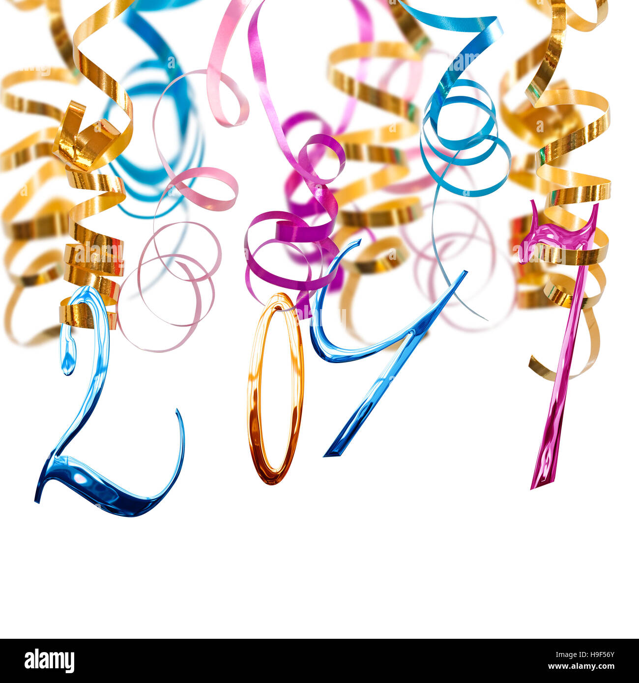 Colorati numeri 2017 appeso a serpentine Foto Stock