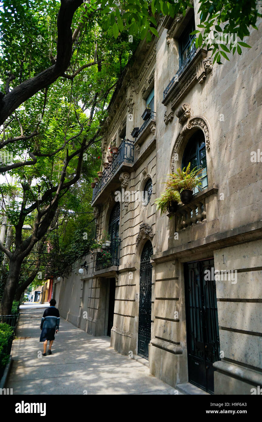 Dettaglio decorativo su un edificio storico nella roma norte quartiere di Città del Messico, Messico Foto Stock
