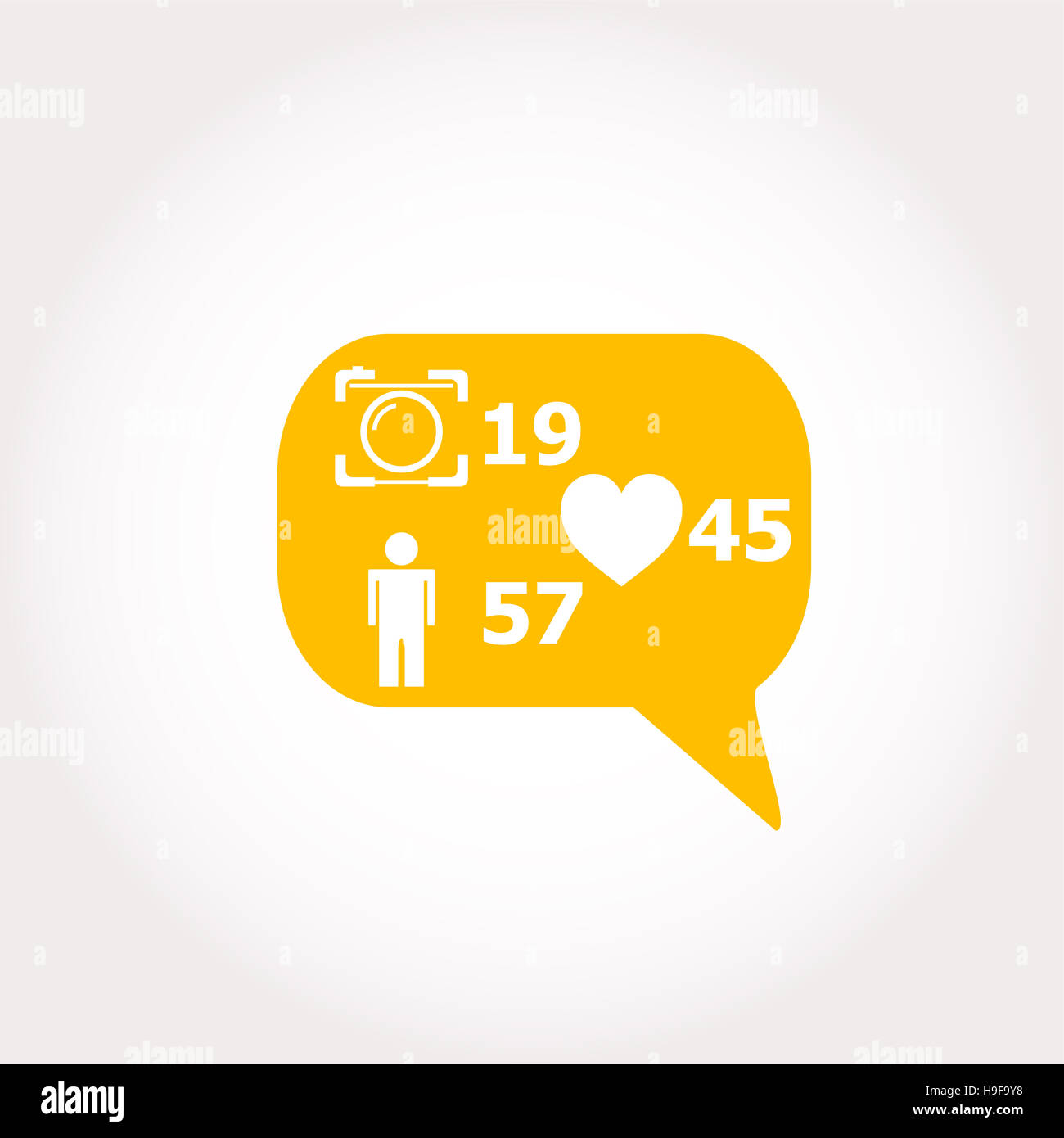 Contatore come icona di notifica, moderno pulsante piatto, commento icone Foto Stock