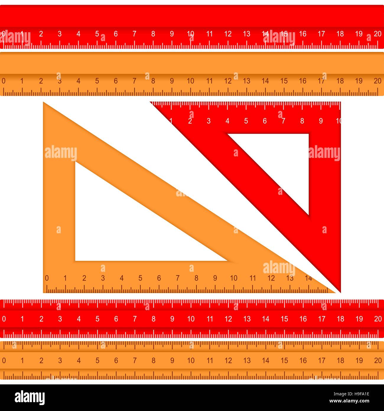 Set di 3 2 righelli geometrici triangolari da 45/60 gradi, trasparenti, 30 cm