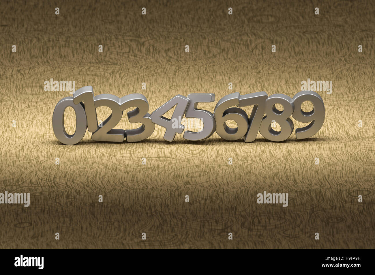 Un set di numeri 1-10 su legno Foto Stock