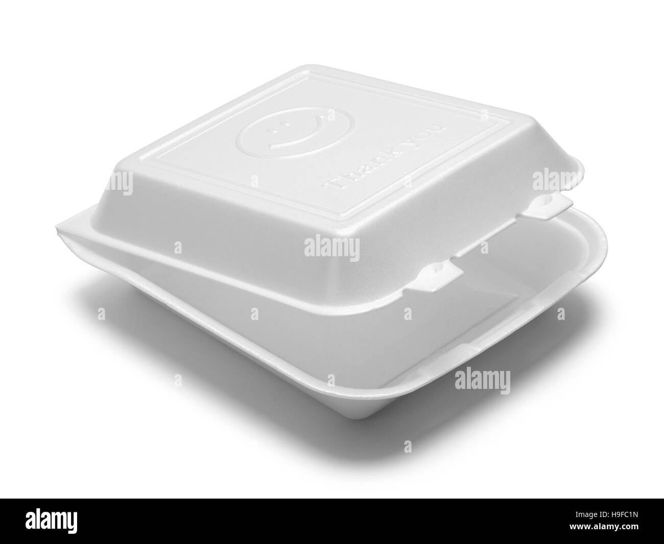Aprire styrofoam per go box isolati su sfondo bianco. Foto Stock