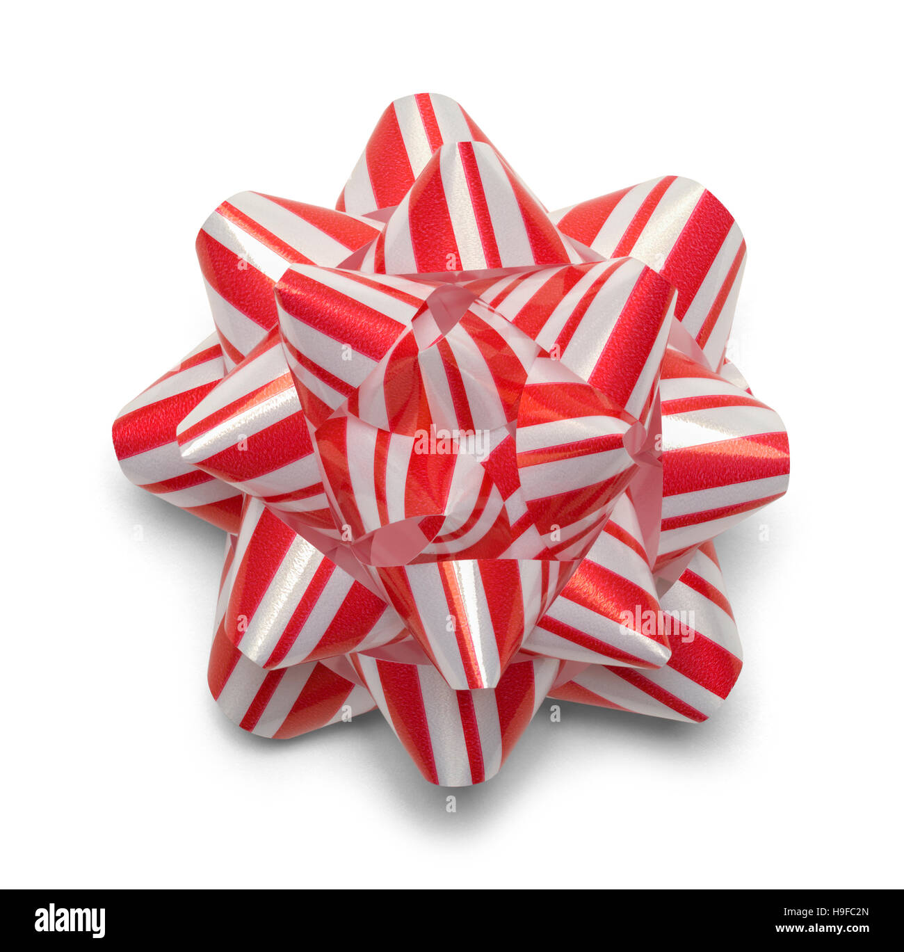 Natale a strisce bow isolati su sfondo bianco. Foto Stock