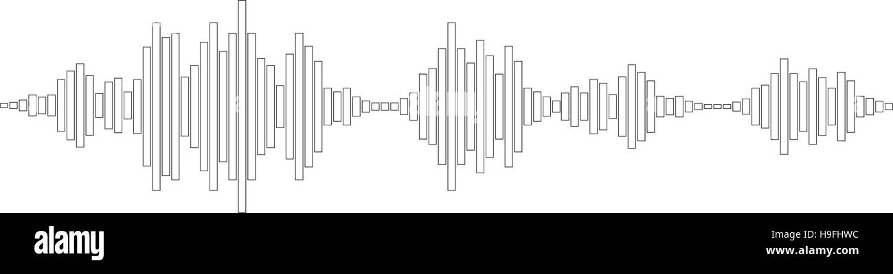 In bianco e nero di onde sonore Illustrazione Vettoriale