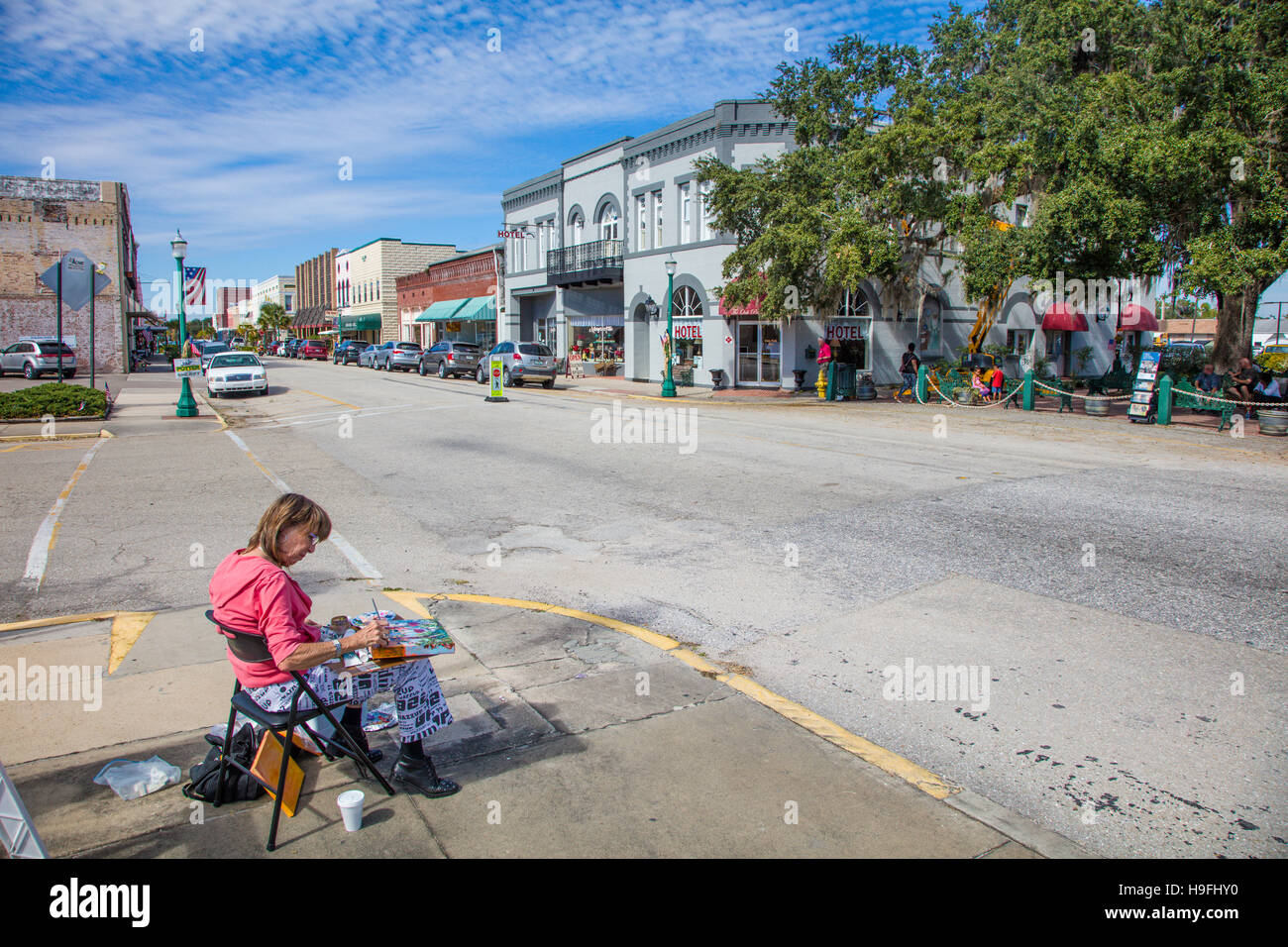 Quartiere del centro storico listato sul Registro Nazionale dei Luoghi storici di antiche città dello shopping di Arcadia Florida Foto Stock