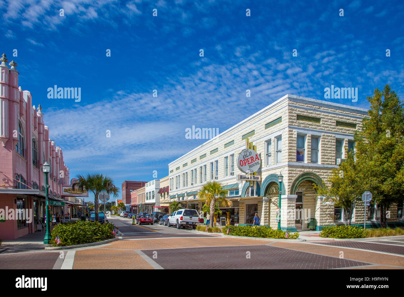 Quartiere del centro storico listato sul Registro Nazionale dei Luoghi storici di antiche città dello shopping di Arcadia Florida Foto Stock