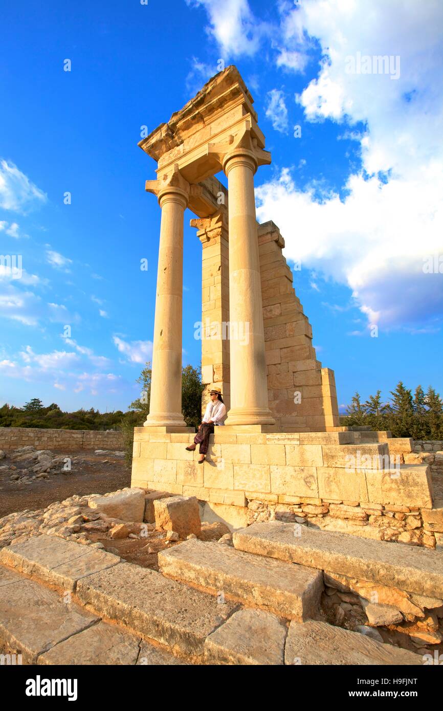 Tempio di Apollo, Kourion, Cipro, Mediterraneo orientale Mare Foto Stock