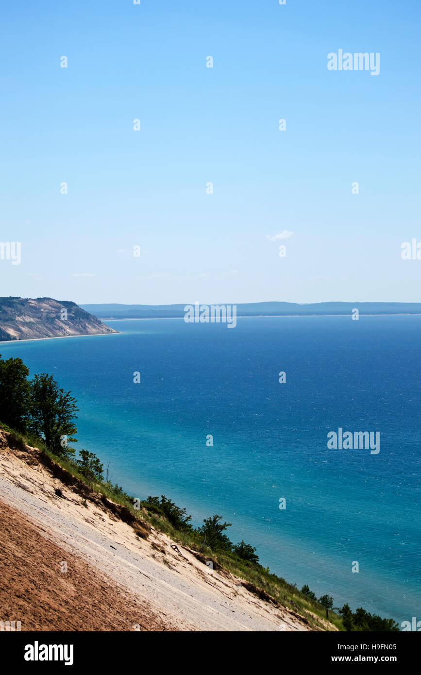 Il lago michigan National Lakeshore Sleeping Bear Dunes scenic glen arbor paesaggio di dune di sabbia sul lago michigan, la regione dei Grandi laghi del nord america stati uniti d'America. Foto Stock