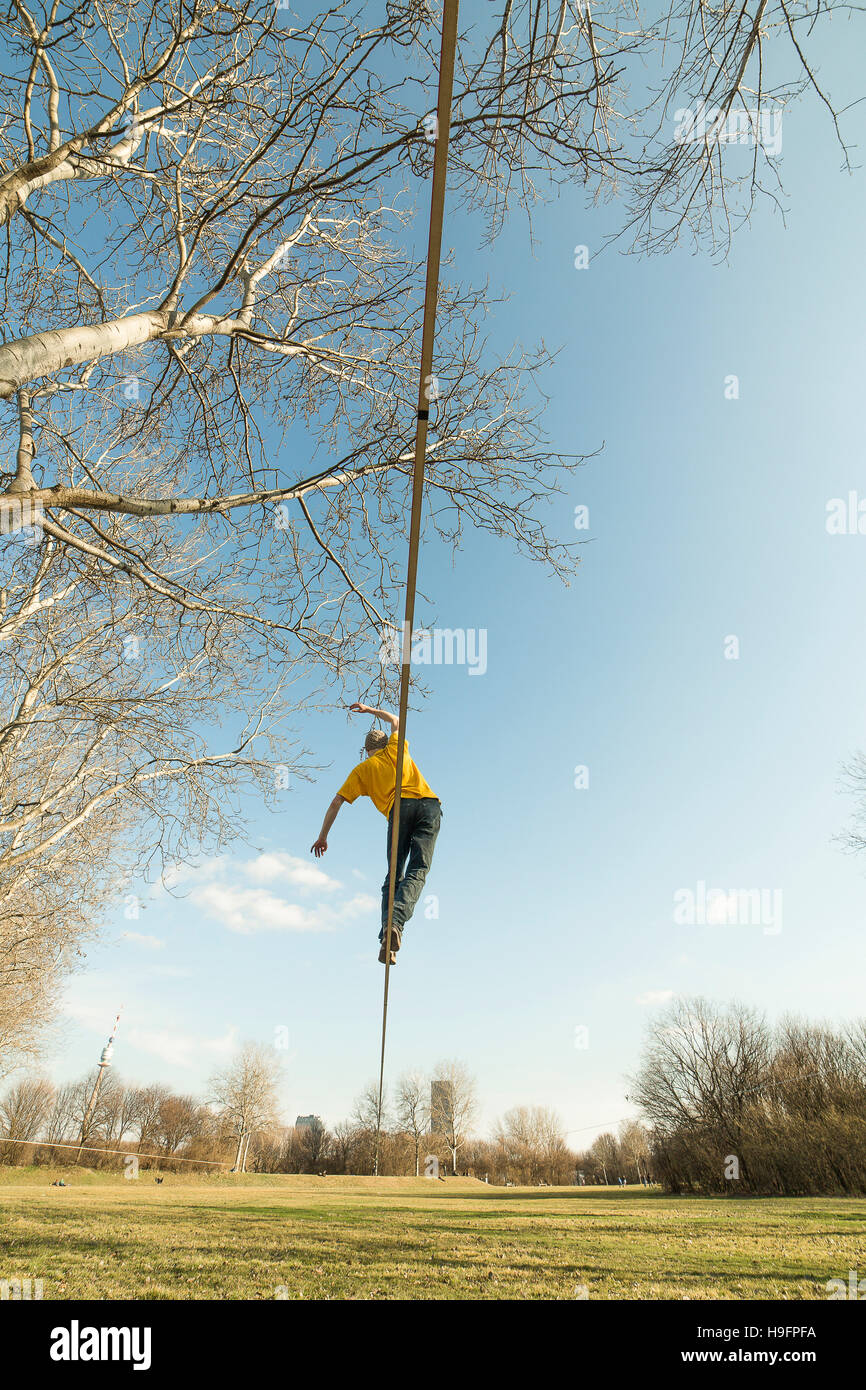 200m slackline in Vienna Foto Stock