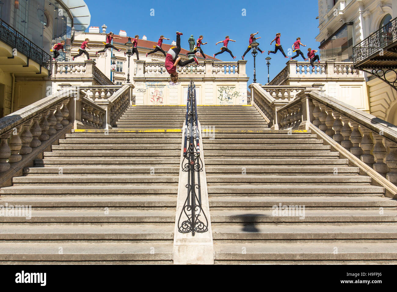 Freerunning urbana Foto Stock