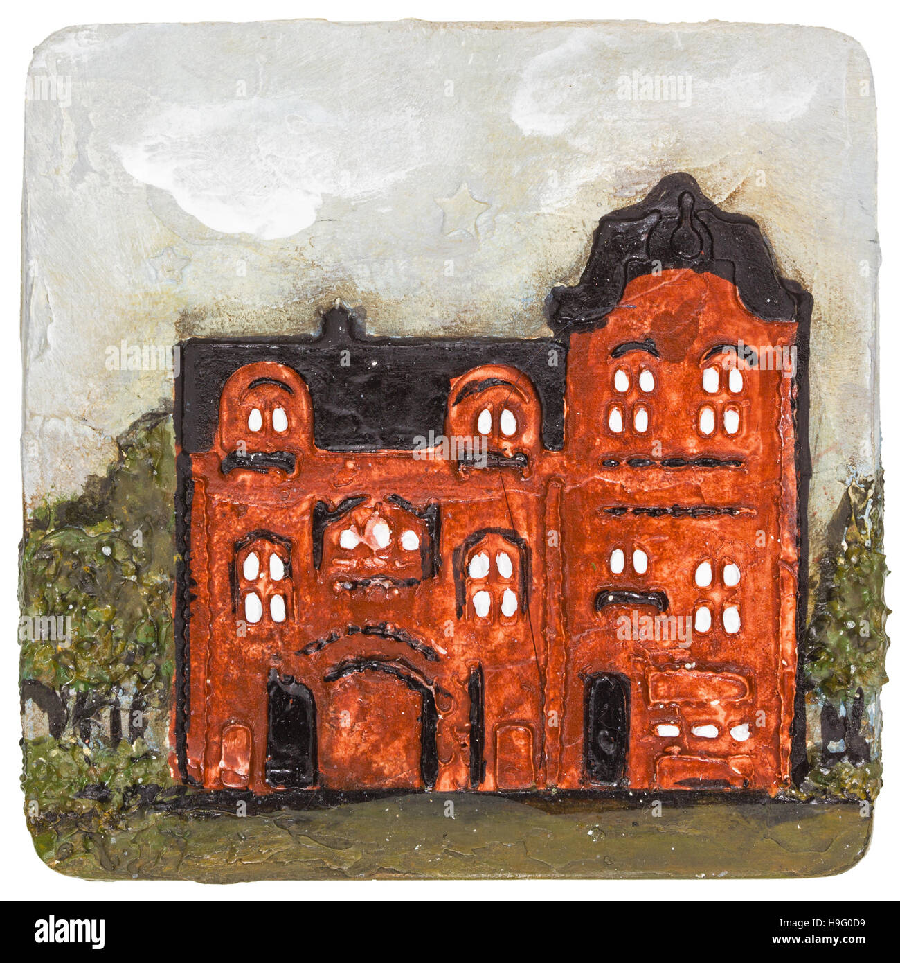 Immagine della casa, eseguite nello stile di pittura volumetrica, isolato su sfondo bianco Foto Stock