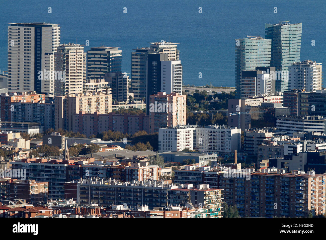 Vista di una città con molti edifici Foto Stock