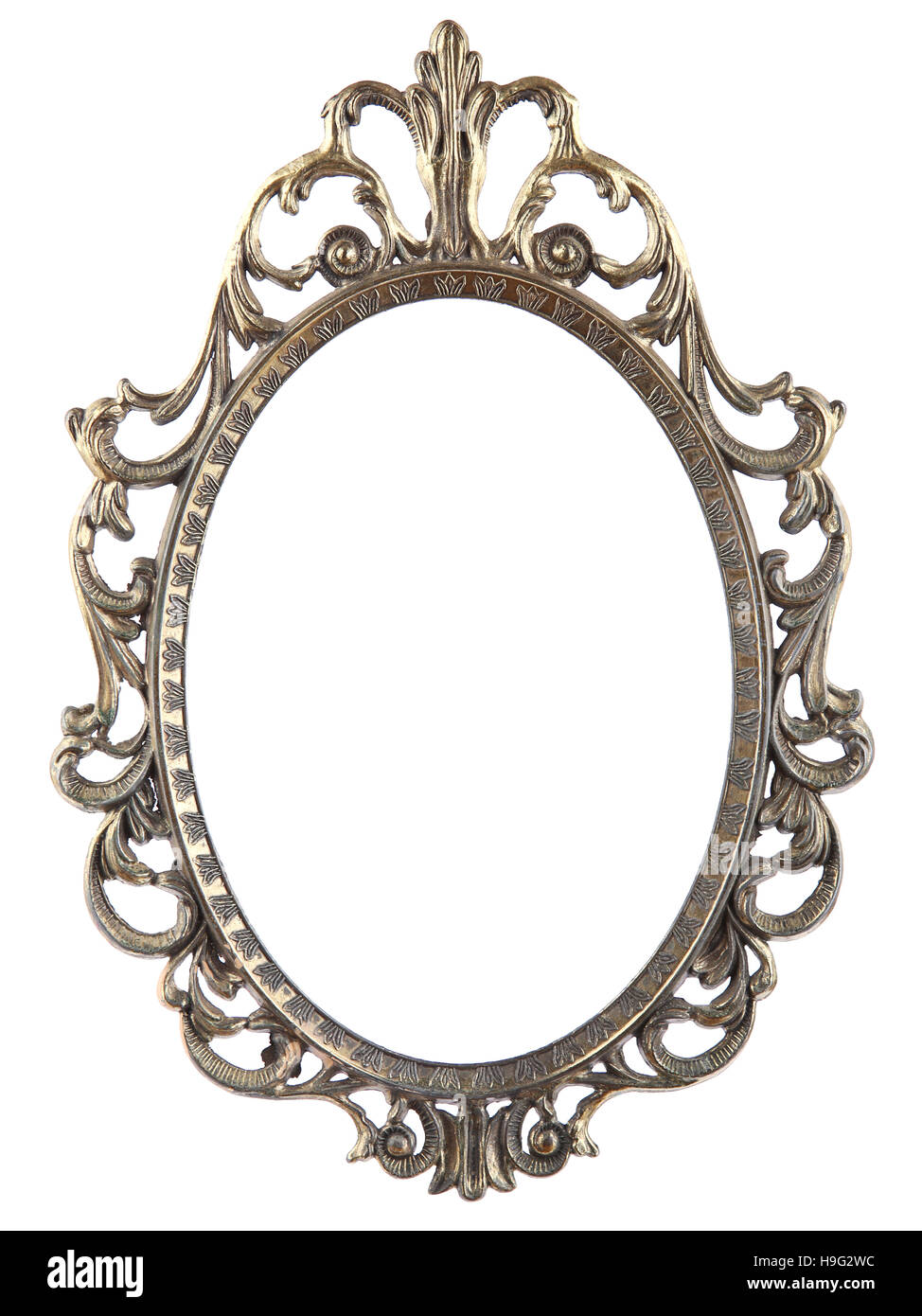 Metallo Vintage specchio ovale frame isolati su sfondo bianco Foto stock -  Alamy