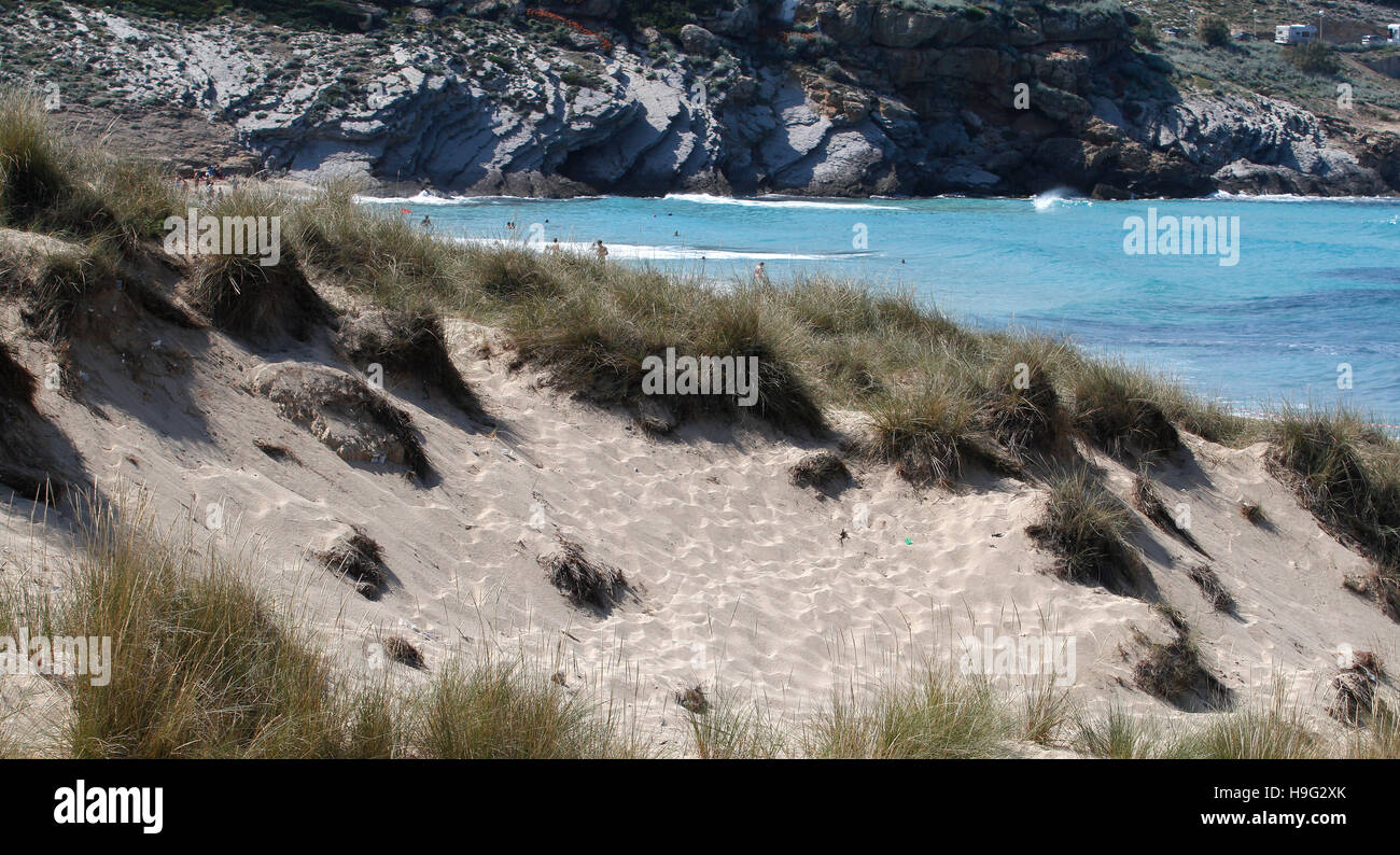 Zona sabbiosa con dune sulla spiaggia Foto Stock