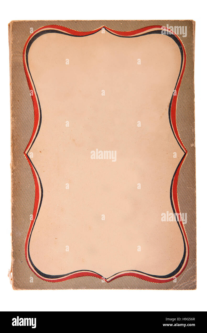 Vecchio libro coperchio su sfondo bianco con spazio di copia Foto Stock