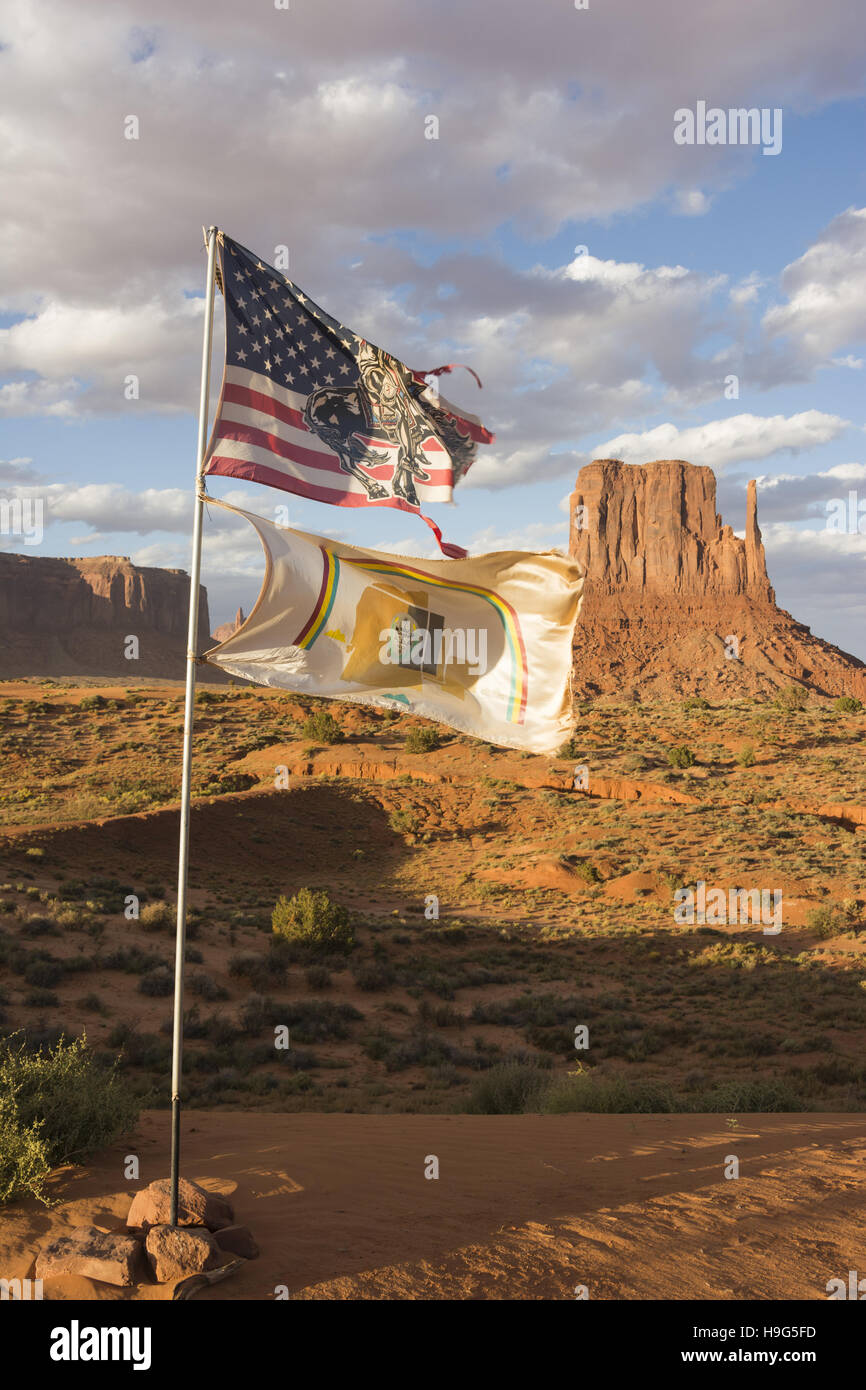 Arizona-Utah, Monument Valley Navajo Tribal Park, i mezzoguanti Foto Stock