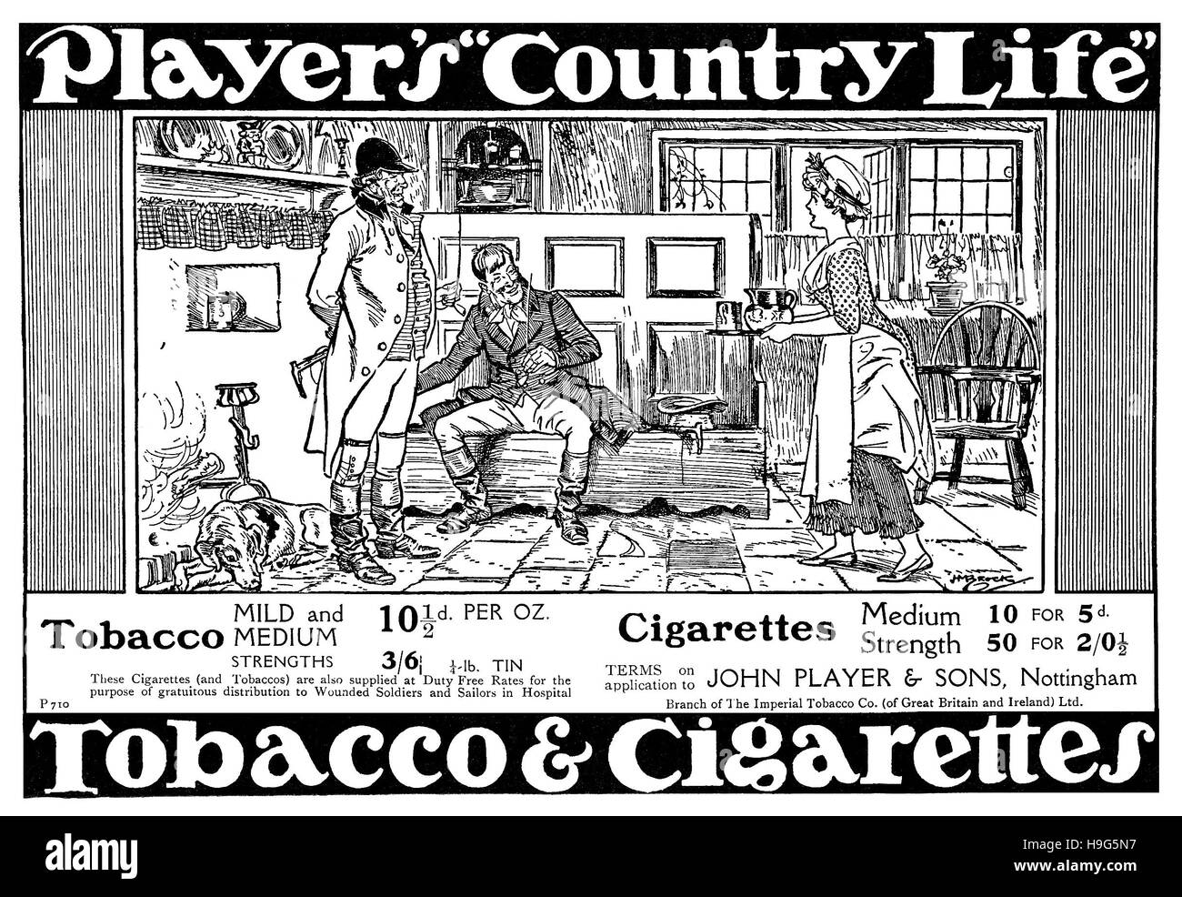 1918 British pubblicità per il giocatore di sigarette Foto Stock
