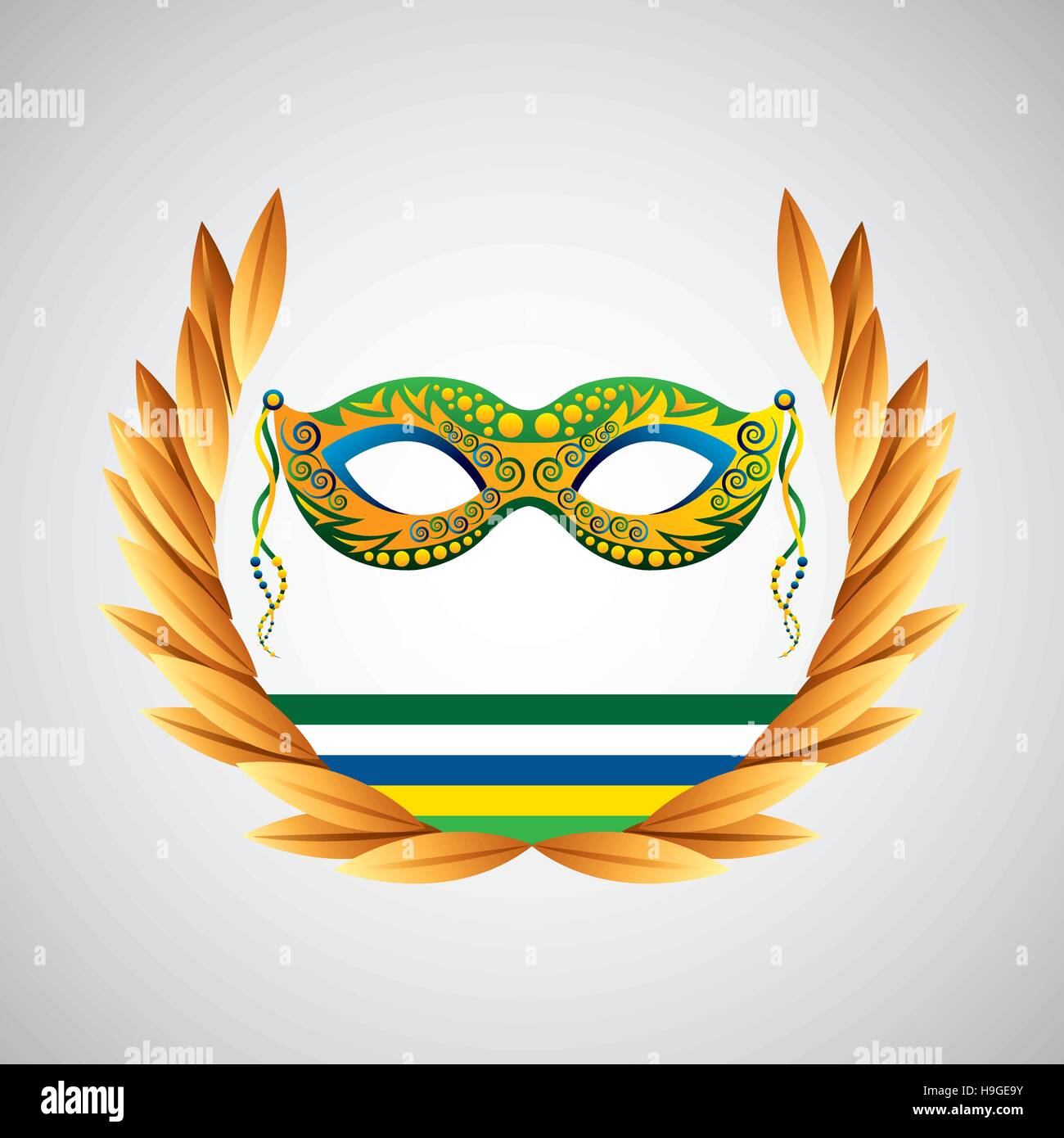 Maschera carnevale brasile giochi olimpici emblema illustrazione vettoriale EPS 10 Illustrazione Vettoriale