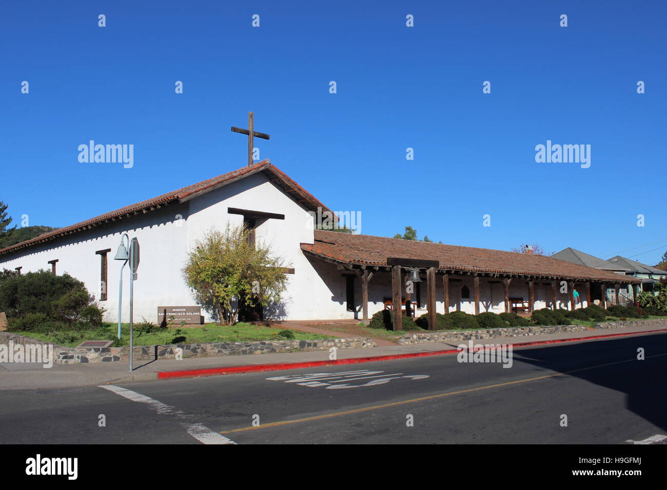 La missione di San Francisco Solano, Sonoma State Historic Park, Sonoma, California Foto Stock