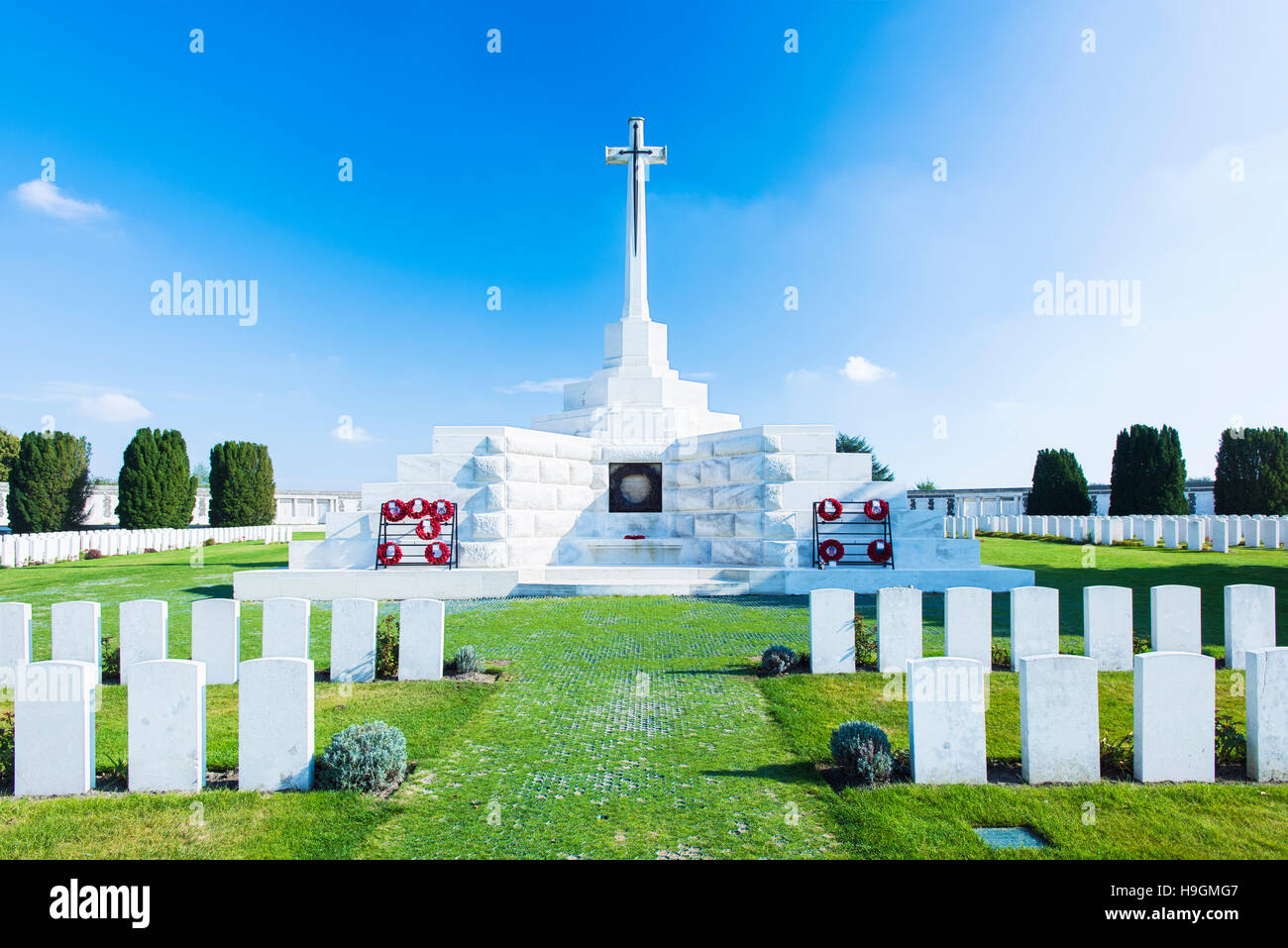 Tyne Cot Commonwealth War Graves Cimitero e memoriale vicino Zonnebeke in Belgio Foto Stock