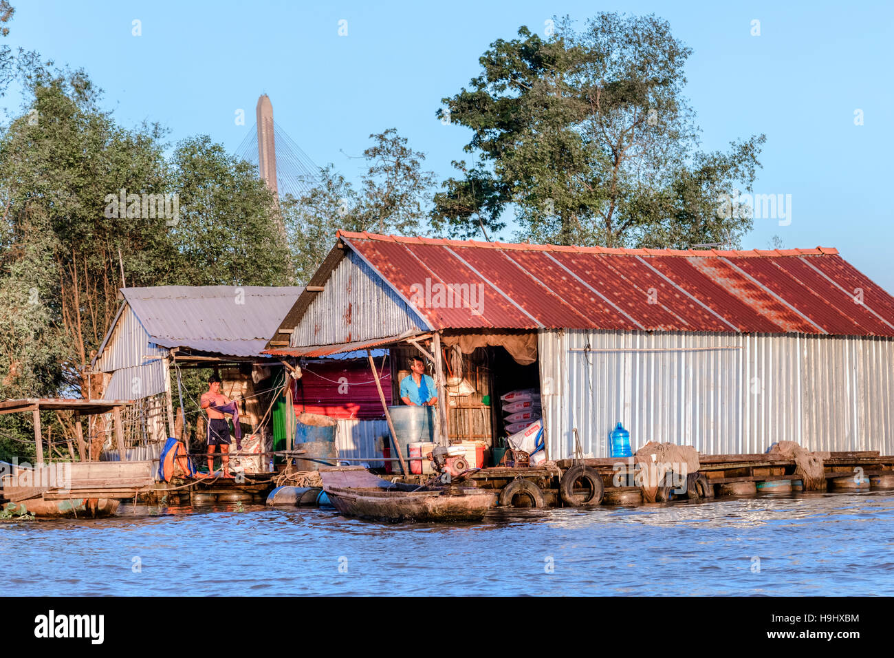 Le case galleggianti a Can Tho, Delta del Mekong, Vietnam Asia Foto Stock