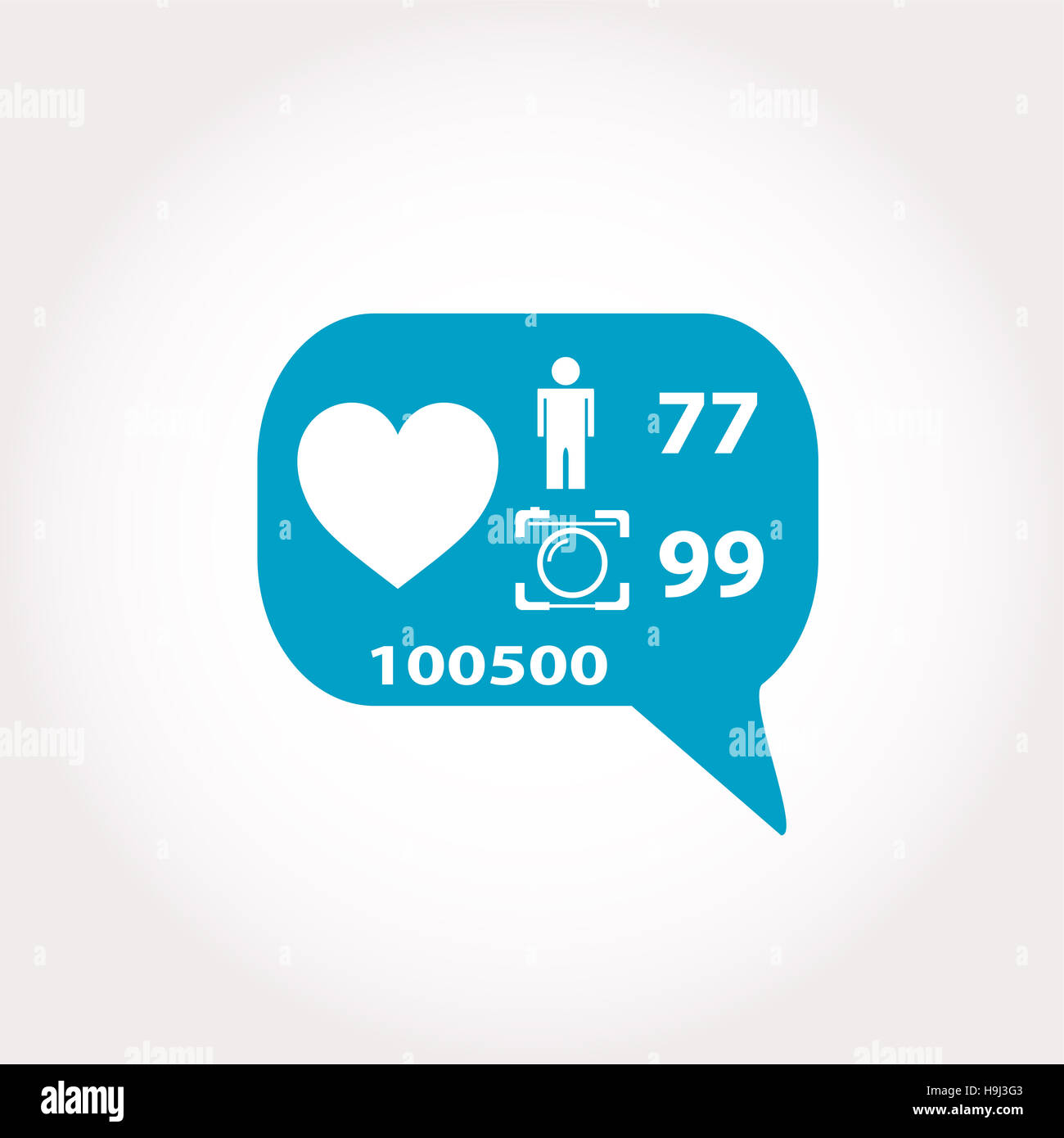 Contatore come icona di notifica, moderno pulsante piatto, commento icone Foto Stock