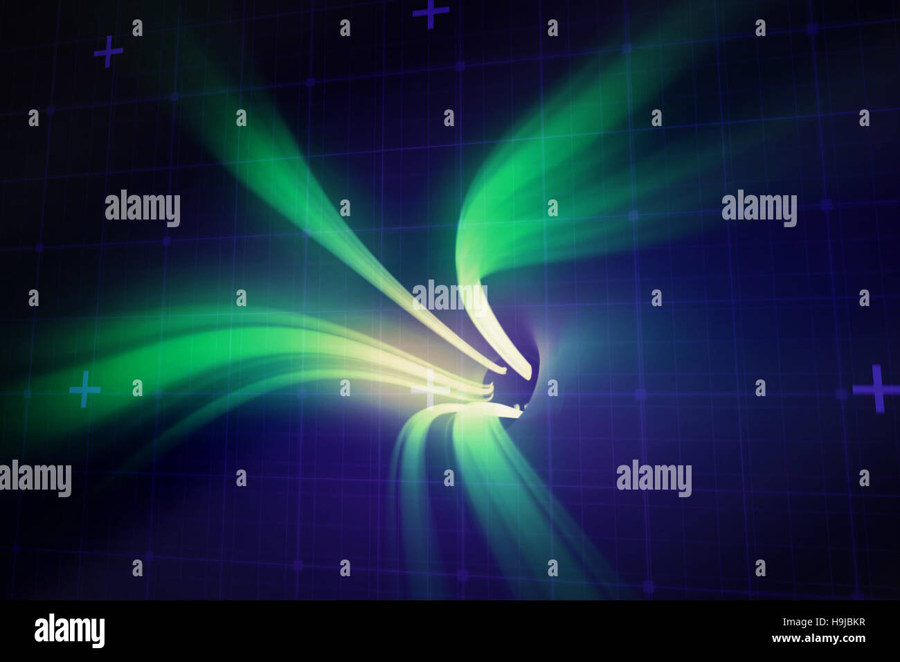 Immagine composita del vortice verde con spia luminosa Foto Stock