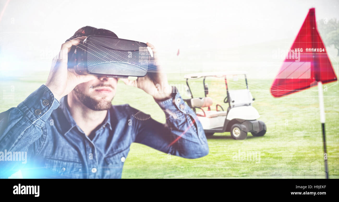 Immagine composita di uomo con un occhio Foto Stock