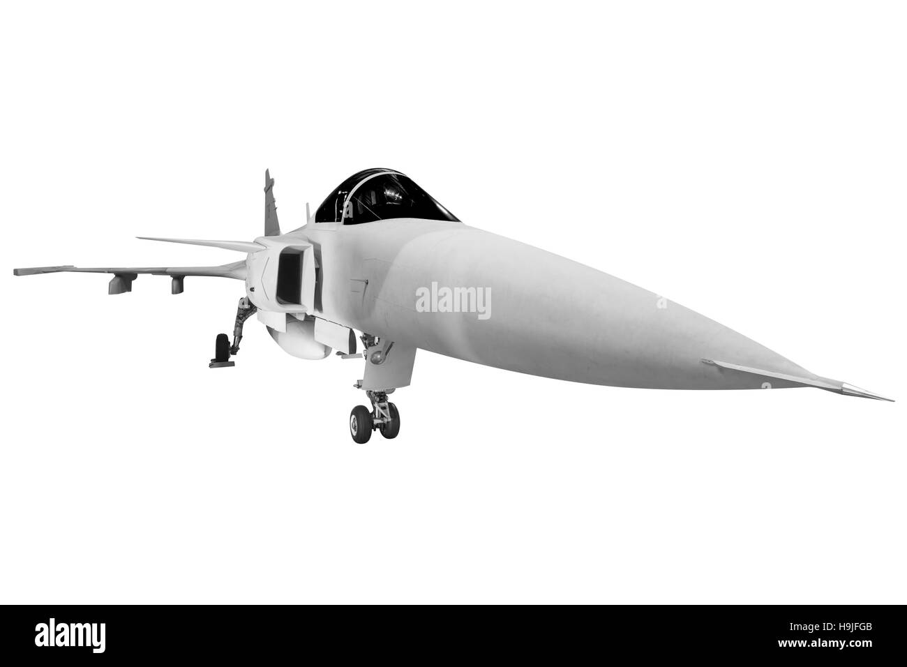 Jet da combattimento militare isolato su sfondo bianco con tracciato di ritaglio Foto Stock