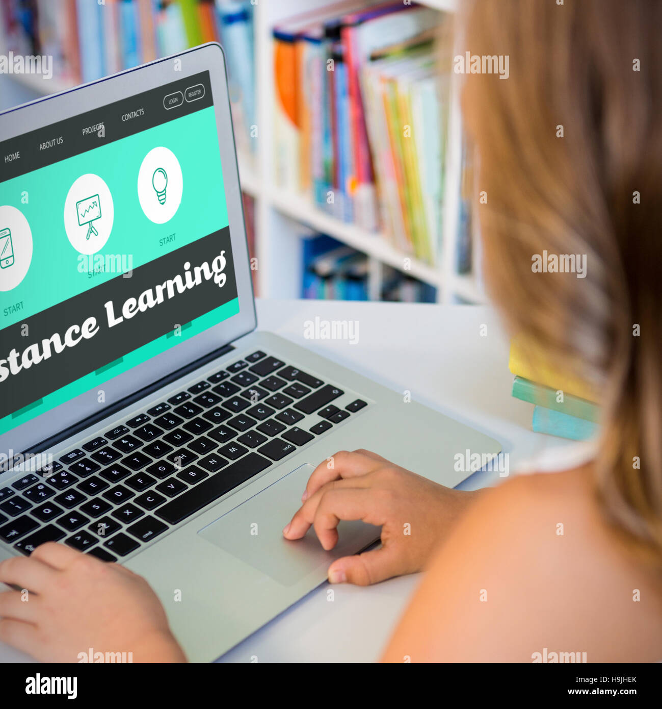 Immagine composita di apprendimento a distanza interface Foto Stock